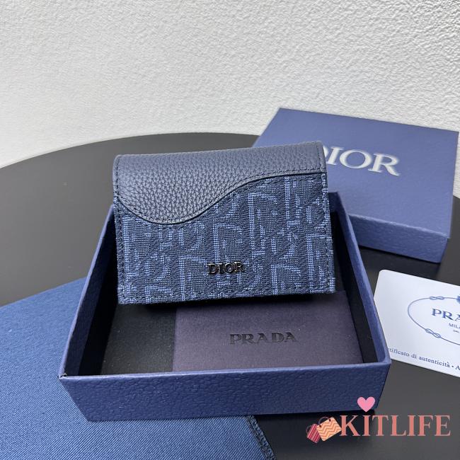 Kitlife Dior Saddle Business Card Wallet Dark Blue 8012S16 10.5x7.5x2cm - 1