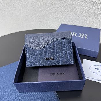Kitlife Dior Saddle Business Card Wallet Dark Blue 8012S16 10.5x7.5x2cm