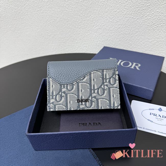 Kitlife Dior Saddle Business Card Wallet Light Blue 8012S16 10.5x7.5x2cm - 1