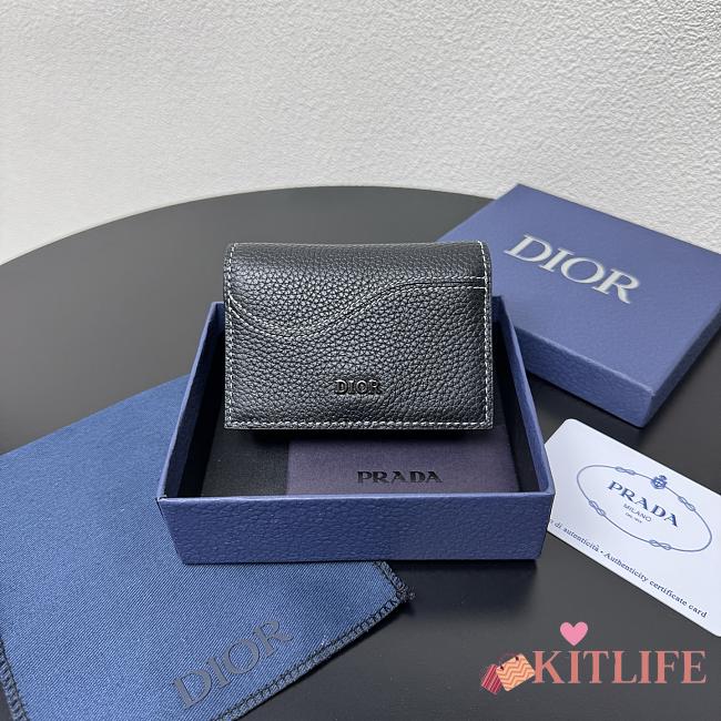 Kitlife Dior Saddle Business Card Wallet Black Leather 8012S16 10.5x7.5x2cm - 1