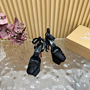 Kitlife Christian Louboutin Cassia Lace Up Alta 160mm Strappy Pumps Black Crepe Satin - 2