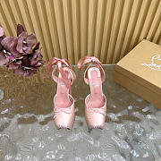 Kitlife Christian Louboutin Cassia Lace Up Alta 160mm Strappy Pumps Light Pink Crepe Satin - 5
