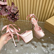 Kitlife Christian Louboutin Cassia Lace Up Alta 160mm Strappy Pumps Light Pink Crepe Satin - 2