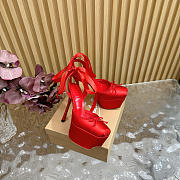 Kitlife Christian Louboutin Cassia Lace Up Alta 160mm Strappy Pumps Red Crepe Satin - 3