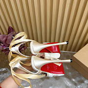 Kitlife Christian Louboutin Cassia Lace Up Alta 160mm Strappy Pumps Light Yellow Crepe Satin - 3