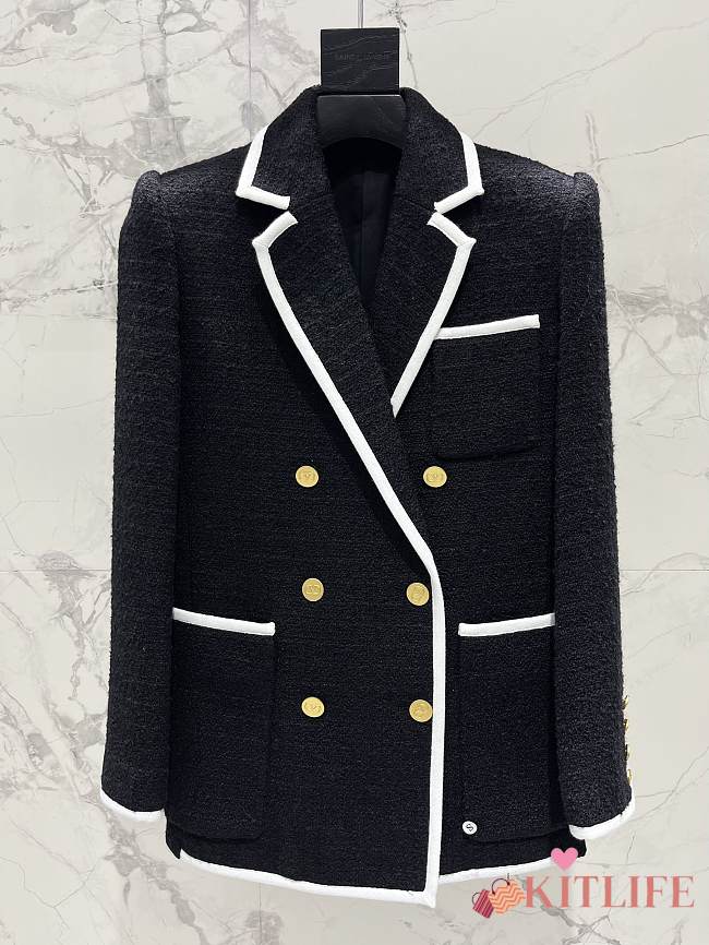 Kitlife Valentino Garavani Wool Tweed Blazer Black - 1