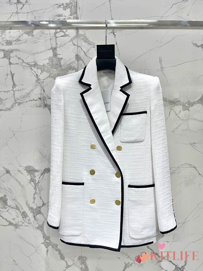 Kitlife Valentino Garavani Wool Tweed Blazer White - 1