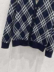 Kitlife Burberry 25FW Twill Check Wool Blend V-Neck Knit Cardigan Dark Blue  - 6