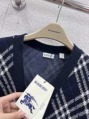 Kitlife Burberry 25FW Twill Check Wool Blend V-Neck Knit Cardigan Dark Blue  - 5