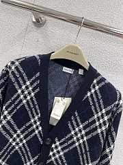 Kitlife Burberry 25FW Twill Check Wool Blend V-Neck Knit Cardigan Dark Blue  - 4