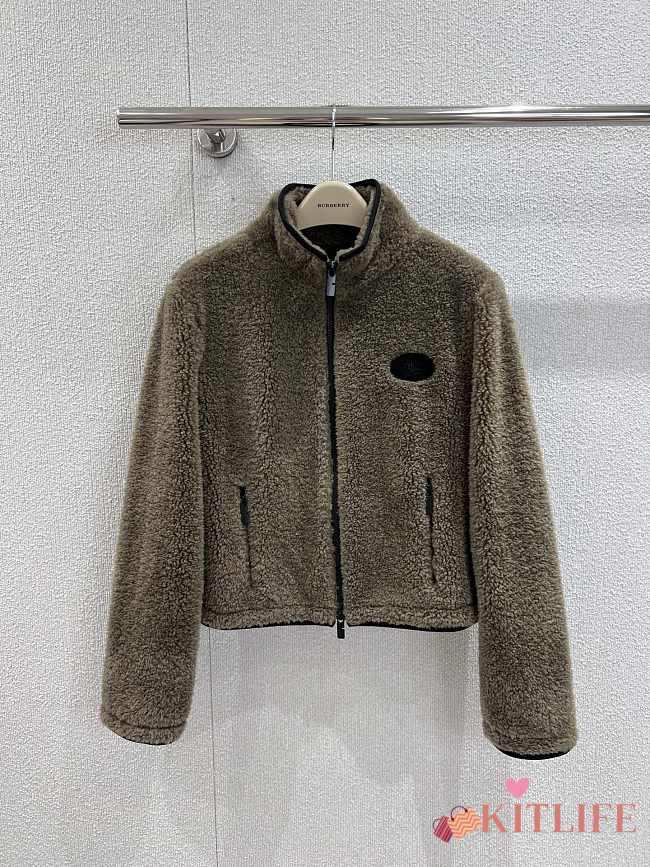 Kitlife Burberry Cropped Fleece Jacket Olive Brown  - 1
