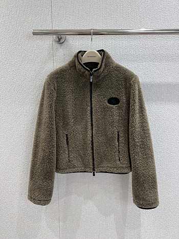 Kitlife Burberry Cropped Fleece Jacket Olive Brown 