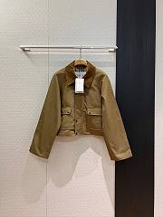 Kitlife Burberry Cropped Olive Brown Coat With Corduroy Collar Neutrals  - 1