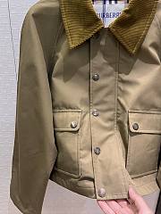 Kitlife Burberry Cropped Olive Brown Coat With Corduroy Collar Neutrals  - 5