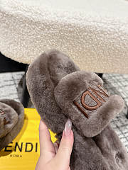 Kitlife Fendi 25 Thick-soled Furry Slides Taupe Brown - 3