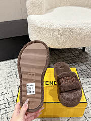 Kitlife Fendi 25 Thick-soled Furry Slides Dark Brown - 3