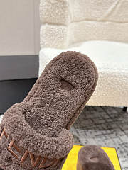 Kitlife Fendi 25 Thick-soled Furry Slides Dark Brown - 2