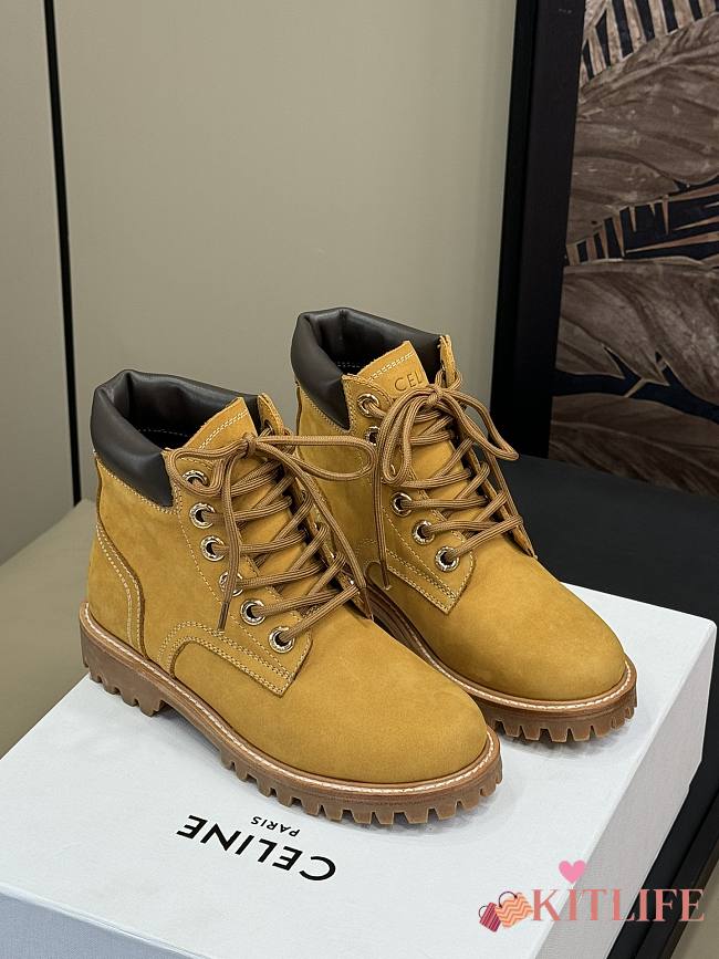 Kitlife Celine Beige Velvet Leather Ankle Boots  - 1