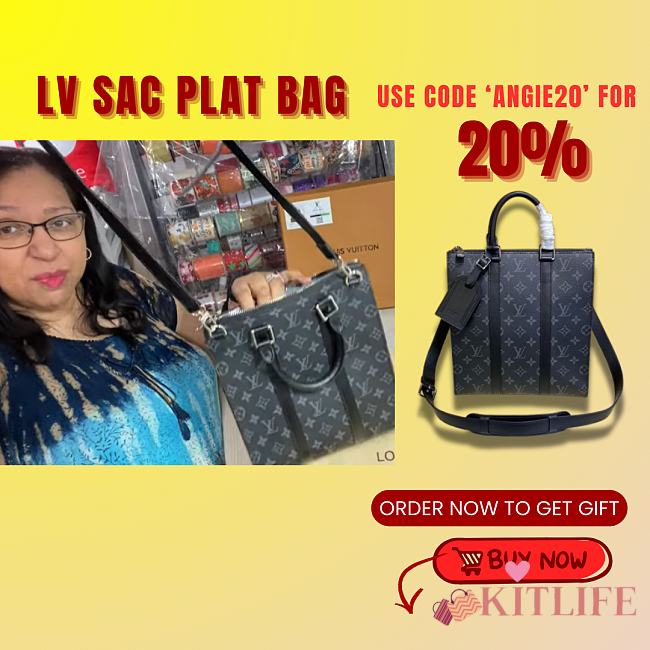 Kitlife Louis Vuitton Sac Plat Monogram Eclipse Canvas Black - 26 x 28.5 x 6 cm - 1