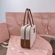Kitlife Miu Miu Beau Brown Leather-trimmed Canvas Handle Bag 5BB117 34x23x12cm - 6
