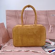 Kitlife Miu Miu Brown Suede Leather Beau Handle Bag 5BB117 34x23x12cm - 1