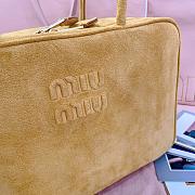 Kitlife Miu Miu Brown Suede Leather Beau Handle Bag 5BB117 34x23x12cm - 4