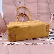 Kitlife Miu Miu Brown Suede Leather Beau Handle Bag 5BB117 34x23x12cm - 2