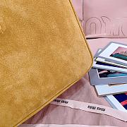 Kitlife Miu Miu Brown Suede Leather Beau Handle Bag 5BB117 34x23x12cm - 3