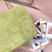 Kitlife Miu Miu Green Suede Leather Beau Handle Bag 5BB117 34x23x12cm - 5