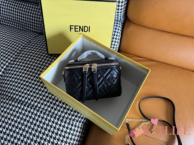 Kitlife Fendi Black Nappa Leather Vanity Bag 16x8x11cm - 1