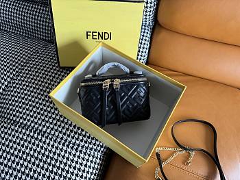 Kitlife Fendi Black Nappa Leather Vanity Bag 16x8x11cm