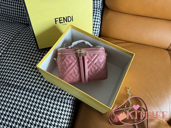 Kitlife Fendi Pink Nappa Leather Vanity Bag 16x8x11cm - 1