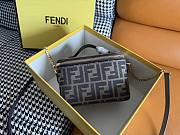 Kitlife Fendi Brown FF Jacquard Vanity Bag 16x8x11cm - 2