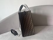 Kitlife Fendi Brown FF Jacquard Fabric Shopping Bag 41x35x19cm - 6