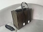 Kitlife Fendi Brown FF Jacquard Fabric Shopping Bag 41x35x19cm - 4