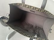 Kitlife Fendi Brown FF Jacquard Fabric Shopping Bag 41x35x19cm - 5