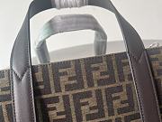 Kitlife Fendi Brown FF Jacquard Fabric Shopping Bag 41x35x19cm - 2