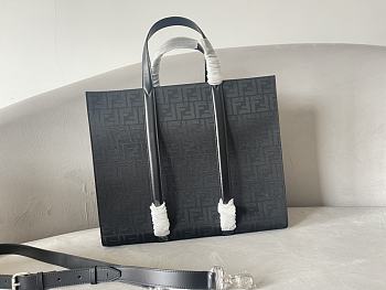 Kitlife Fendi Black FF Jacquard Fabric Shopping Bag 41x35x19cm