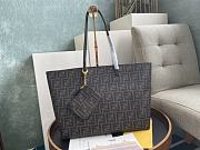 Kitlife Fendi Roll Shopping Bag in Brown FF jacquard Fabric And Burgundy 35x27x13.5cm - 1