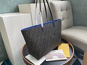 Kitlife Fendi Roll Shopping Bag in Brown FF jacquard Fabric And Blue 35x27x13.5cm - 3
