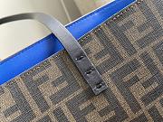 Kitlife Fendi Roll Shopping Bag in Brown FF jacquard Fabric And Blue 35x27x13.5cm - 2