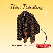 Kitlife Fendi Classic FF Wool Cape Black & Brown 140x140cm - 1