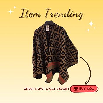 Kitlife Fendi Classic FF Wool Cape Black & Brown 140x140cm