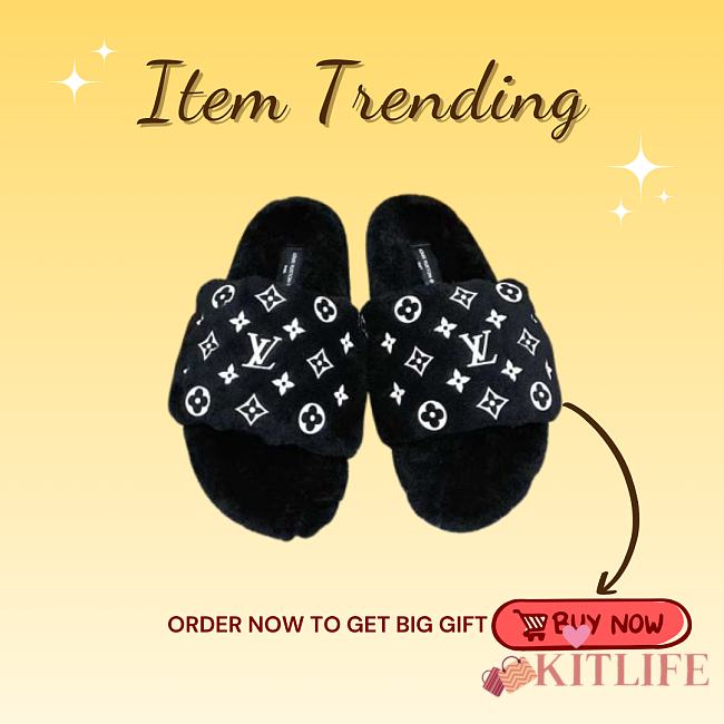 Kitlife Louis Vuitton Wool Slippers Black - 1