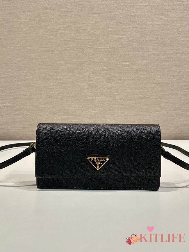 Kitlife Prada Saffiano Black Leather Mini Bag 1NF059 18x9.5x3cm - 1