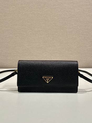 Kitlife Prada Saffiano Black Leather Mini Bag 1NF059 18x9.5x3cm