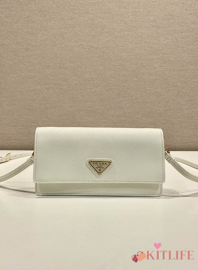 Kitlife Prada Saffiano White Leather Mini Bag 1NF059 18x9.5x3cm  - 1