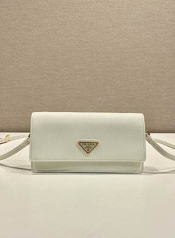Kitlife Prada Saffiano White Leather Mini Bag 1NF059 18x9.5x3cm 