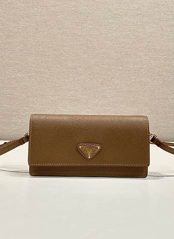 Kitlife Prada Saffiano Brown Leather Mini Bag 1NF059 18x9.5x3cm