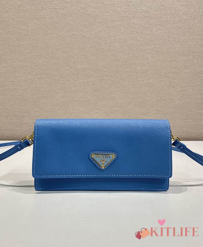 Kitlife Prada Saffiano Blue Leather Mini Bag 1NF059 18x9.5x3cm - 1